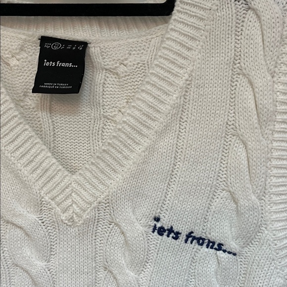 iets frans white cable knit cotton vest size large from urban outfitters - Picture 3 of 4
